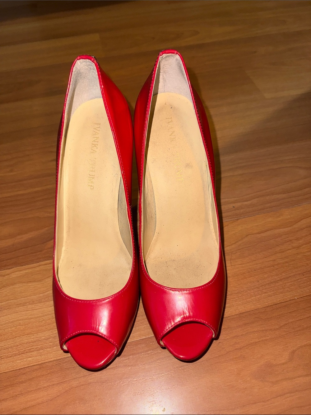 Ivanka Trump Red Patent Peep-Toe Heels